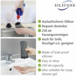 Wenko Spülmittelspender Easy Squeez-e, Spender Für Spülmittel In Der Küche, Seifenspender Aus Silikon, Fassungsvermögen 250 Ml, Ø 6 X 14 Cm, Grau -Günstiges Wenko Geschäft unnamed file 16279