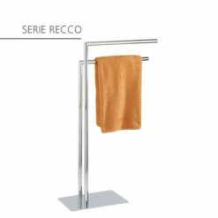 Wenko Handtuchständer Recco Mit 2 Armen Silber – Freistehender Handtuchhalter Aus Verchromten Stahl, Inklusive GRATIS 2er Schwämme Set In Rot/Weiß -Günstiges Wenko Geschäft unnamed file 16302