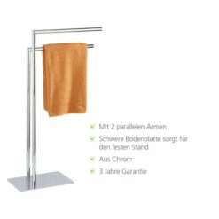 Wenko Handtuchständer Recco Mit 2 Armen Silber – Freistehender Handtuchhalter Aus Verchromten Stahl, Inklusive GRATIS 2er Schwämme Set In Rot/Weiß -Günstiges Wenko Geschäft unnamed file 16303