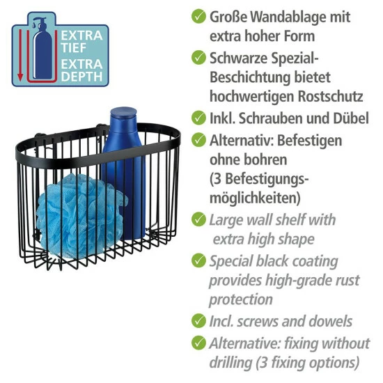 Wenko Wandablage Groß Classic Plus Black 9 Wenko Wandablage Groß Classic Plus Black – Bild 7