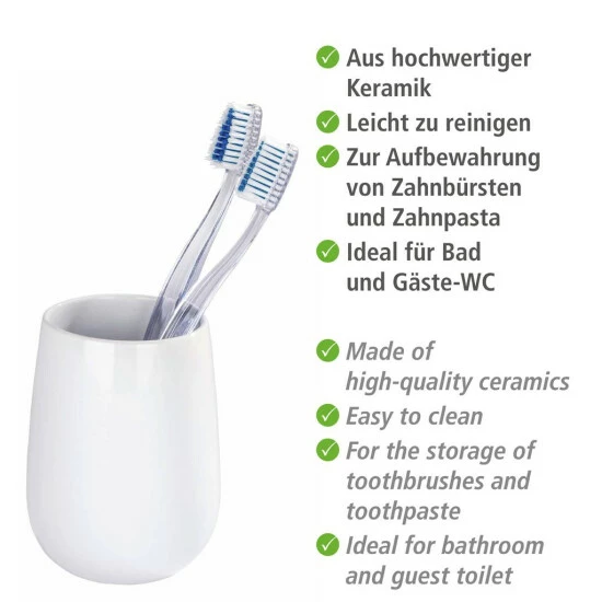 Wenko Zahnputzbecher Malta Weiß Keramik 6 Wenko Zahnputzbecher Malta Weiß Keramik – Bild 4