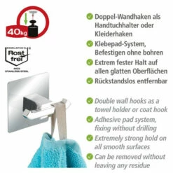 Wenko Turbo-Loc® Edelstahl Wandhaken Duo Quadro -Günstiges Wenko Geschäft unnamed file 17128