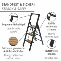 Wenko Alu-Design Klapptrittleiter 3-stufig Schwarz -Günstiges Wenko Geschäft unnamed file 1719