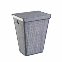 Wenko Wäschetruhe Bamboo Grau, Konisch