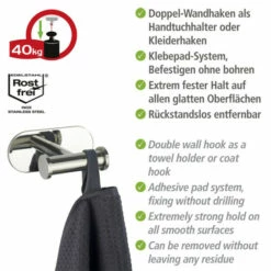 Wenko Turbo-Loc® Edelstahl Wandhaken Duo Orea Shine -Günstiges Wenko Geschäft unnamed file 17440