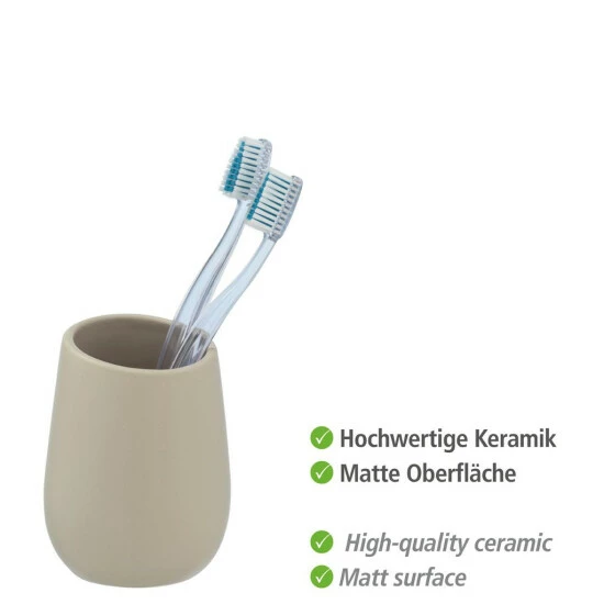 Wenko Zahnputzbecher Badi Beige Keramik 4 Wenko Zahnputzbecher Badi Beige Keramik – Bild 2