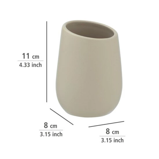 Wenko Zahnputzbecher Badi Beige Keramik 6 Wenko Zahnputzbecher Badi Beige Keramik – Bild 4