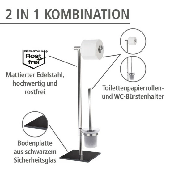 Wenko Stand WC-Garnitur Lima Edelstahl 4 Wenko Stand WC-Garnitur Lima Edelstahl – Bild 2
