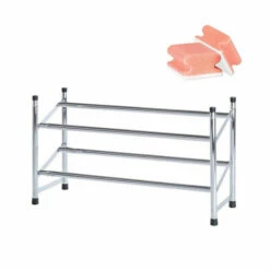 WENKO Schuhregal, Ausziehbar, Stapelbar, Schuhaufbewahrung Für 10 Paar Schuhe, Auch Im Kleiderschrank Nutzbar, 62-115 X 35 X 23 Cm, Chrom | Inkl. 2er Set Reinigungsschwämme Gratis -Günstiges Wenko Geschäft unnamed file 18114