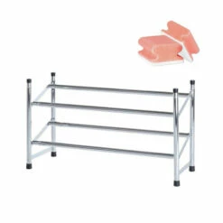 WENKO Schuhregal, Ausziehbar, Stapelbar, Schuhaufbewahrung Für 10 Paar Schuhe, Auch Im Kleiderschrank Nutzbar, 62-115 X 35 X 23 Cm, Chrom | Inkl. 2er Set Reinigungsschwämme Gratis -Günstiges Wenko Geschäft unnamed file 18115
