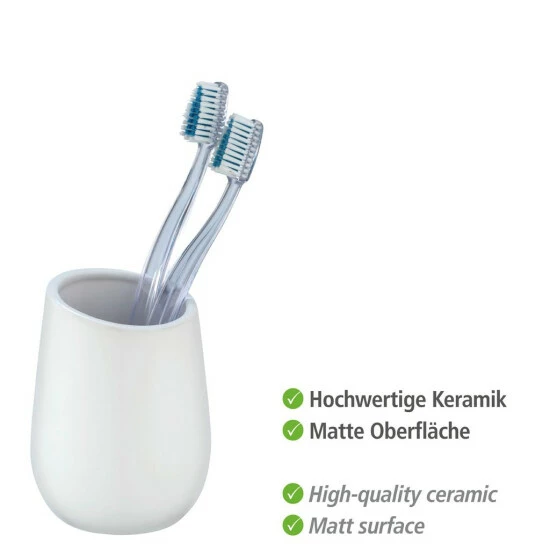 Wenko Zahnputzbecher Badi Weiß Keramik 4 Wenko Zahnputzbecher Badi Weiß Keramik – Bild 2