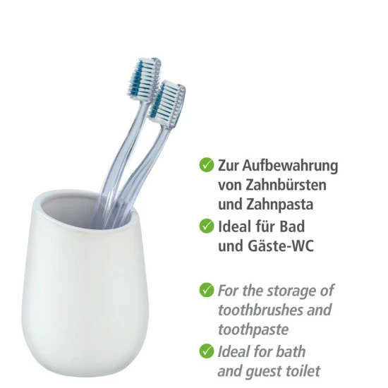 Wenko Zahnputzbecher Badi Weiß Keramik 5 Wenko Zahnputzbecher Badi Weiß Keramik – Bild 3