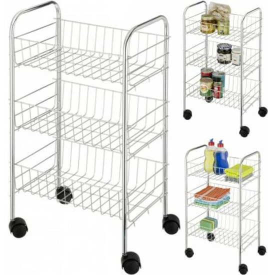 Wenko Rollwagen Florenz Mit 3 Ablagen Chrom 6 Wenko Rollwagen Florenz Mit 3 Ablagen Chrom – Bild 4