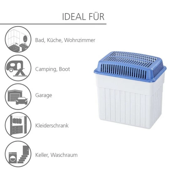 WENKO Luftentfeuchter Feuchtigkeitskiller, Mit 2000 Gr Granulatblock, Raumentfeuchter Fasst Bis Zu 2,8 L Feuchtigkeit, Nachfüllbar, 23 X 24 X 15,5 Cm, Grau Blau | Inkl. 2er Set Reinigungsschwämme Gratis 6 WENKO Luftentfeuchter Feuchtigkeitskiller, Mit 2000 Gr Granulatblock, Raumentfeuchter Fasst Bis Zu 2,8 L Feuchtigkeit, Nachfüllbar, 23 X 24 X 15,5 Cm, Grau Blau | Inkl. 2er Set Reinigungsschwämme Gratis – Bild 4