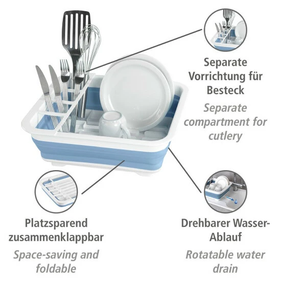 Wenko Geschirrabtropfer Gaia Faltbar Blau/Weiß 4 Wenko Geschirrabtropfer Gaia Faltbar Blau/Weiß – Bild 2