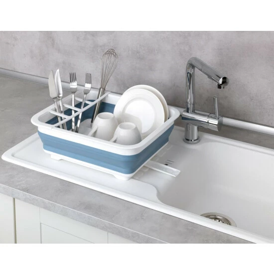 Wenko Geschirrabtropfer Gaia Faltbar Blau/Weiß 9 Wenko Geschirrabtropfer Gaia Faltbar Blau/Weiß – Bild 7