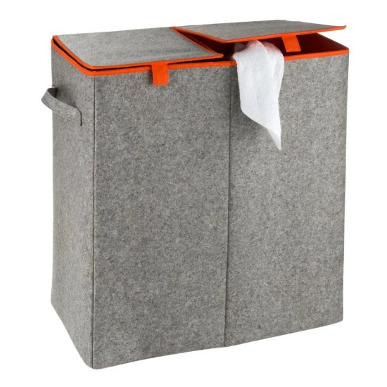 Wenko Wäschesammler Filz Duo Grau/Orange 3 Wenko Wäschesammler Filz Duo Grau/Orange