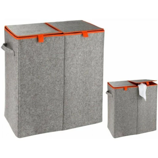 Wenko Wäschesammler Filz Duo Grau/Orange 8 Wenko Wäschesammler Filz Duo Grau/Orange – Bild 6