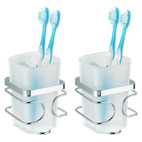 Wenko Zahnputzbecher Premium 2er Set Edelstahl 4 Wenko Zahnputzbecher Premium 2er Set Edelstahl – Bild 2