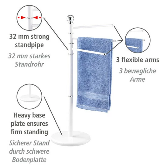 Wenko Exclusiv Handtuchständer Weiß Mit 3 Armen 5 Wenko Exclusiv Handtuchständer Weiß Mit 3 Armen – Bild 3