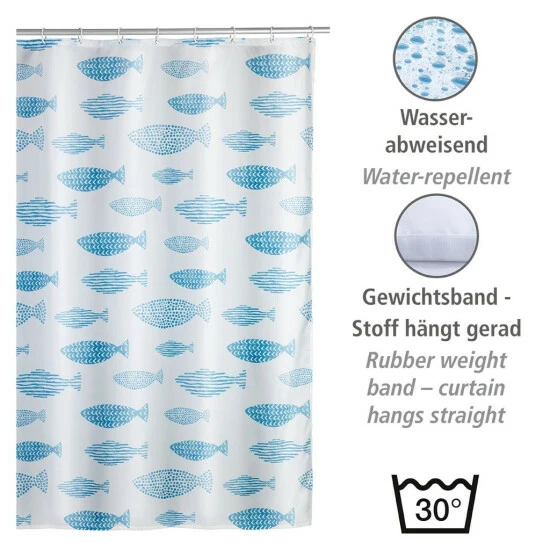 Wenko Anti-Schimmel Duschvorhang Aquamarin 5 Wenko Anti-Schimmel Duschvorhang Aquamarin – Bild 3