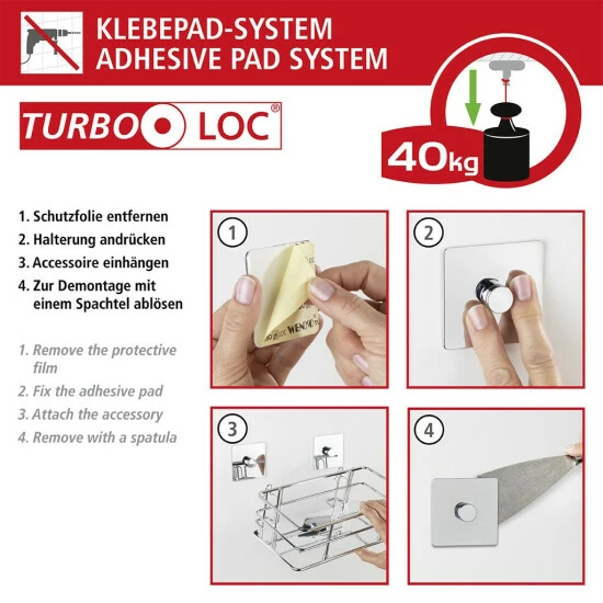 Wenko Turbo-Loc® Edelstahl Adapter Uno Quadro 2er Set 3 Wenko Turbo-Loc® Edelstahl Adapter Uno Quadro 2er Set