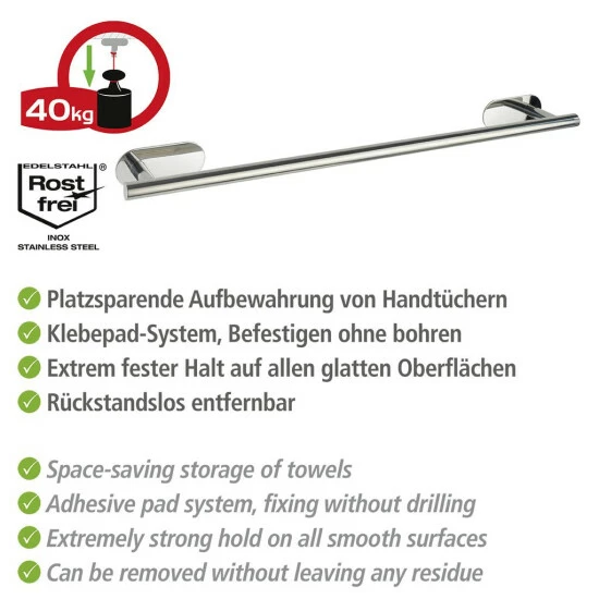Wenko Turbo-Loc® Edelstahl Badetuchstange Uno Orea Shine 9 Wenko Turbo-Loc® Edelstahl Badetuchstange Uno Orea Shine – Bild 7