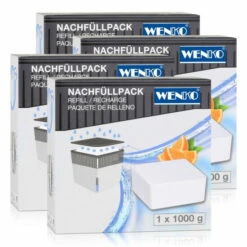 Wenko 50251100 Design Raumentfeuchter Cube Nachfüller Orange 1000g (4er Pack)