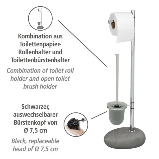 Wenko Stand WC-Garnitur Pebble Stone Grey 5 Wenko Stand WC-Garnitur Pebble Stone Grey – Bild 3