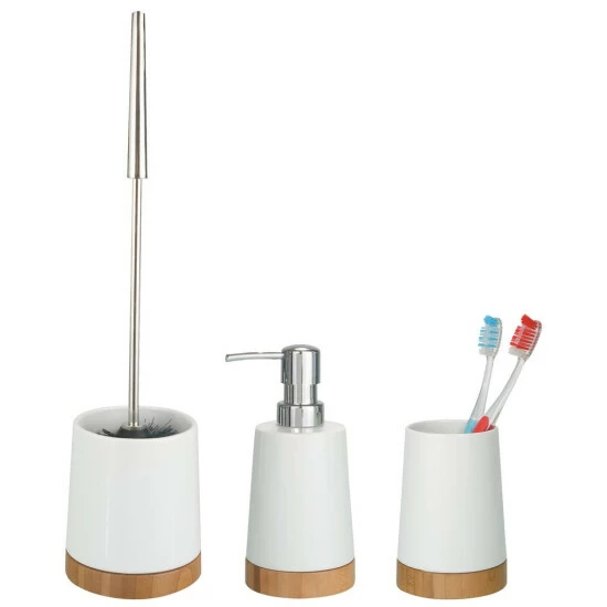 Wenko Bad-Accessoire-Set Bamboo Keramik Und Bambus 3 Wenko Bad-Accessoire-Set Bamboo Keramik Und Bambus