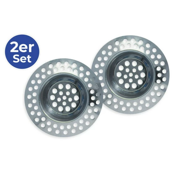 Wenko Abfluss-Sieb Edelstahl 2er Set 4 Wenko Abfluss-Sieb Edelstahl 2er Set – Bild 2