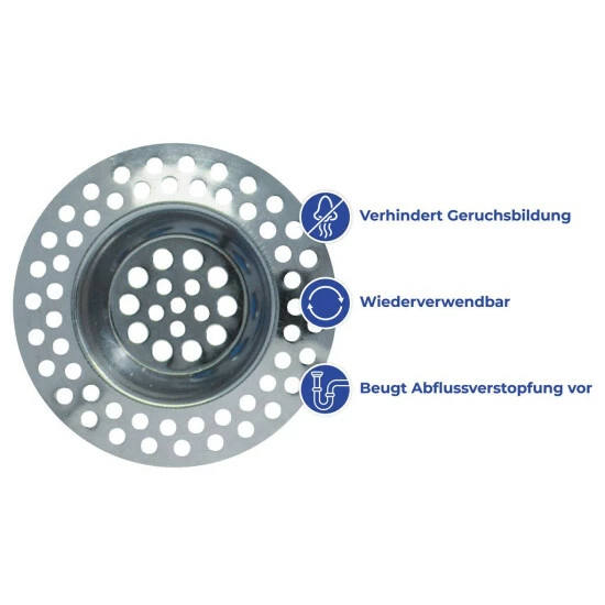 Wenko Abfluss-Sieb Edelstahl 2er Set 5 Wenko Abfluss-Sieb Edelstahl 2er Set – Bild 3