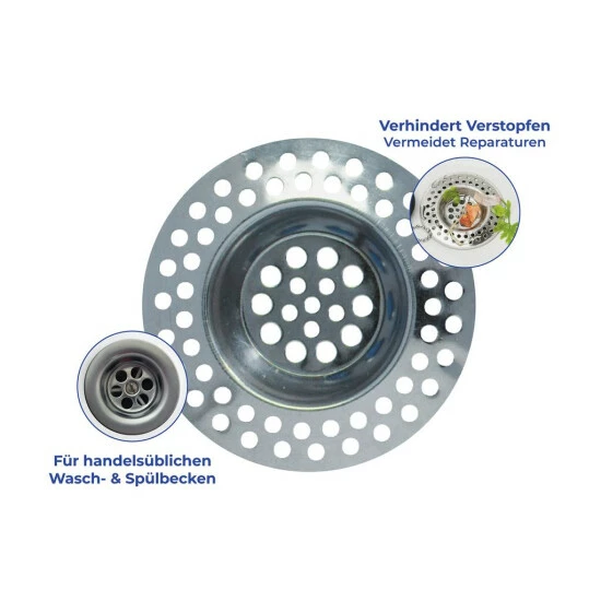Wenko Abfluss-Sieb Edelstahl 2er Set 7 Wenko Abfluss-Sieb Edelstahl 2er Set – Bild 5