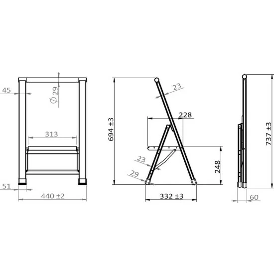 Wenko Alu-Design Klapptrittleiter 1-stufig Silber 14 Wenko Alu-Design Klapptrittleiter 1-stufig Silber – Bild 12