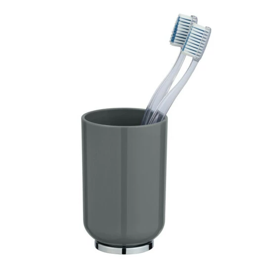 Wenko Zahnputzbecher Posa Grau/Chrom 3 Wenko Zahnputzbecher Posa Grau/Chrom