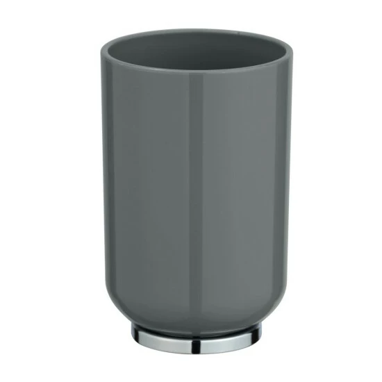 Wenko Zahnputzbecher Posa Grau/Chrom 4 Wenko Zahnputzbecher Posa Grau/Chrom – Bild 2