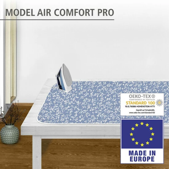 Wenko Bügeldecke Air Comfort Pro, Bügelunterlage Mit 6-lagiger Komfortpolsterung Und Aluminiumschicht Plus Luftpolster Für Schnelles Und Faltenfreies Bügeln, Dampfbügelgeeignet, 100 X 65 Cm 4 Wenko Bügeldecke Air Comfort Pro, Bügelunterlage Mit 6-lagiger Komfortpolsterung Und Aluminiumschicht Plus Luftpolster Für Schnelles Und Faltenfreies Bügeln, Dampfbügelgeeignet, 100 X 65 Cm – Bild 2
