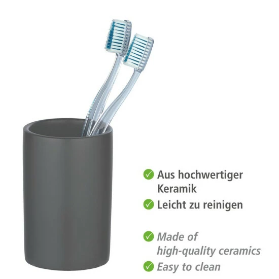 Wenko Zahnputzbecher Polaris Grau Matt 4 Wenko Zahnputzbecher Polaris Grau Matt – Bild 2