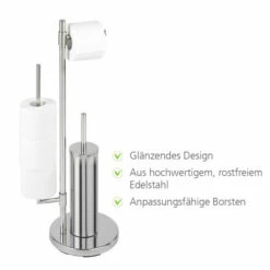 WENKO WC-Garnitur Universalo Neo, Mit Toilettenbürste Und Integriertem Toilettenpapierhalter, Silber Glänzend, 30 X 73 X 20 Cm | Inkl. 2er Set Reinigungsschwämme Gratis -Günstiges Wenko Geschäft unnamed file 21522