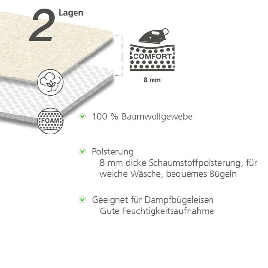 WENKO Bügelbrett Advance, Dampfbügelgeeignet, Höhenverstellbar 73-95 Cm, 120 X 42 Cm Bügelfläche, Bügeltisch Mit 8 Mm Polsterung | Inkl. 2er Set Reinigungsschwämme Gratis 3 WENKO Bügelbrett Advance, Dampfbügelgeeignet, Höhenverstellbar 73-95 Cm, 120 X 42 Cm Bügelfläche, Bügeltisch Mit 8 Mm Polsterung | Inkl. 2er Set Reinigungsschwämme Gratis