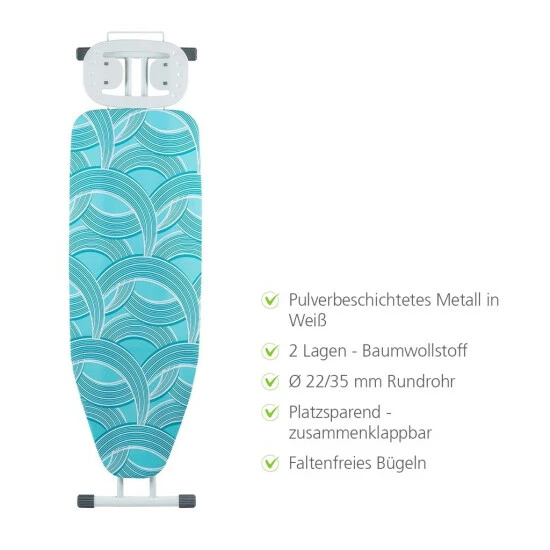 WENKO Bügelbrett Advance, Dampfbügelgeeignet, Höhenverstellbar 73-95 Cm, 120 X 42 Cm Bügelfläche, Bügeltisch Mit 8 Mm Polsterung | Inkl. 2er Set Reinigungsschwämme Gratis 6 WENKO Bügelbrett Advance, Dampfbügelgeeignet, Höhenverstellbar 73-95 Cm, 120 X 42 Cm Bügelfläche, Bügeltisch Mit 8 Mm Polsterung | Inkl. 2er Set Reinigungsschwämme Gratis – Bild 4