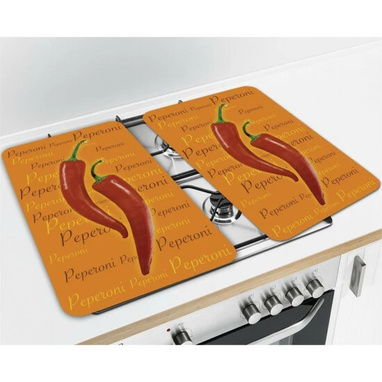 WENKO 2542439500 Herdabdeckplatte Peperoni-Line - 2er Set, Für Glaskeramikherde, Gehärtetes Glas, 52 X 1.8 X 30 Cm, Mehrfarbig 4 WENKO 2542439500 Herdabdeckplatte Peperoni-Line - 2er Set, Für Glaskeramikherde, Gehärtetes Glas, 52 X 1.8 X 30 Cm, Mehrfarbig – Bild 2