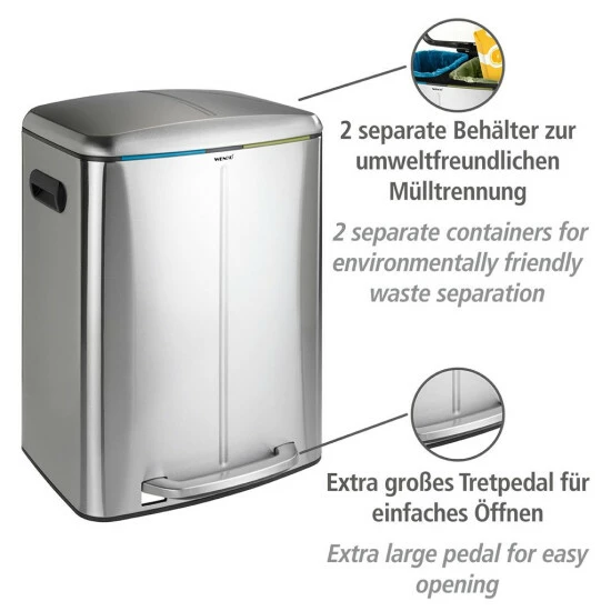 Wenko Treteimer Easy Close Primo Edelstahl 6 Wenko Treteimer Easy Close Primo Edelstahl – Bild 4
