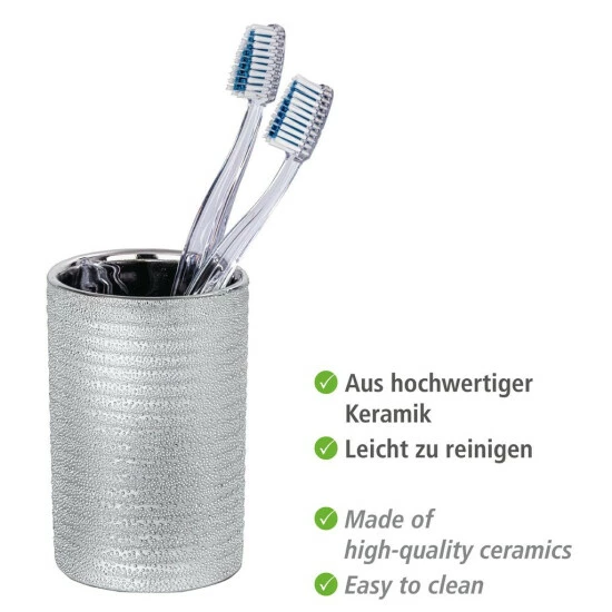 Wenko Zahnputzbecher Polaris Juwel Silber Keramik 4 Wenko Zahnputzbecher Polaris Juwel Silber Keramik – Bild 2