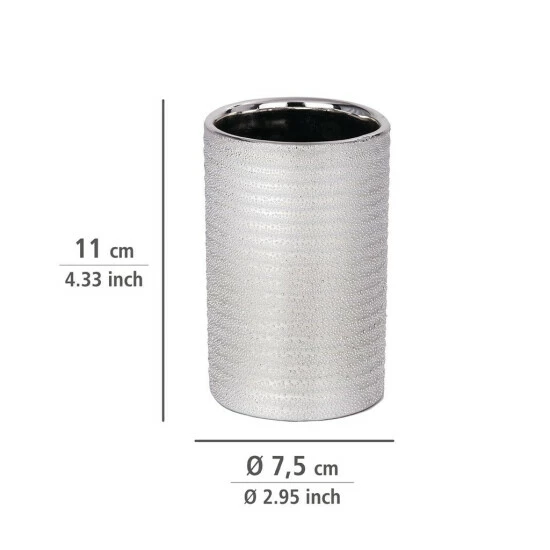 Wenko Zahnputzbecher Polaris Juwel Silber Keramik 6 Wenko Zahnputzbecher Polaris Juwel Silber Keramik – Bild 4