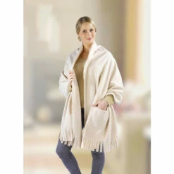 WENKO, Warmer Poncho, Deckel, Schal Mit Taschen - Bordeaux Cape, Farbe:beige -Günstiges Wenko Geschäft unnamed file 23112
