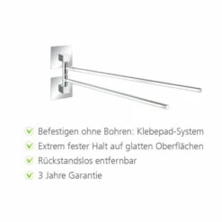 WENKO Turbo-Loc® Haartrocknerhalter, Aus Verchromtem Stahl, 14 X 7,5 X 11,5 Cm | Föhnhalterung Fürs Badezimmer, Mit Kabelhalter, Befestigung Ohne Bohren | Inkl. 2er Set Reinigungsschwämme Gratis -Günstiges Wenko Geschäft unnamed file 23465