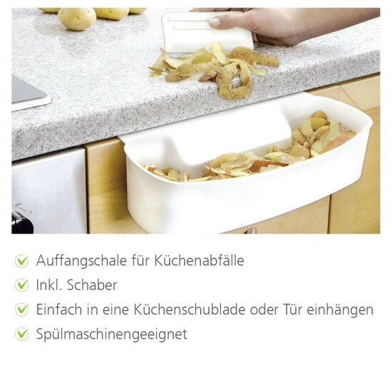 WENKO Auffangschale Für Küchenabfälle, Zum Einhängen, Inkl. Scharber, Weiß | Inkl. 2er Set Reinigungsschwämme Gratis 7 WENKO Auffangschale Für Küchenabfälle, Zum Einhängen, Inkl. Scharber, Weiß | Inkl. 2er Set Reinigungsschwämme Gratis – Bild 5