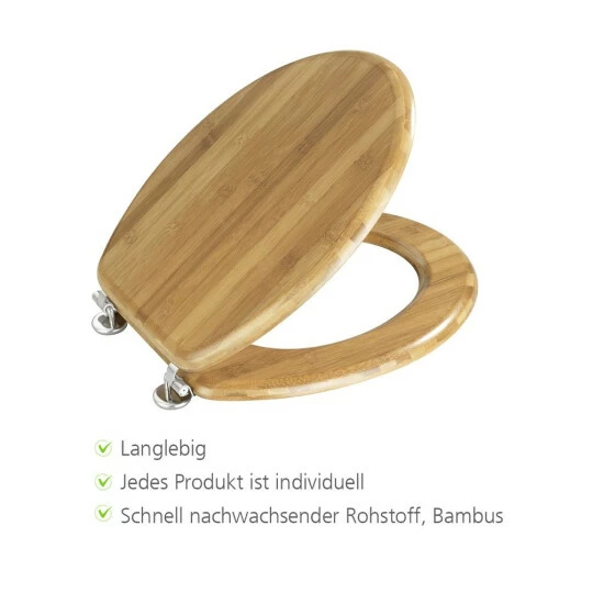 Wenko WC-Sitz Bambus Dunkel, Natürlicher Und Langlebiger Toilettensitz Mit Edelstahlbefestigung, Bambusholz, Maße 34 X 41 Cm, Dunkelbraun Inklusive Gratis 2er Set Schwämme 6 Wenko WC-Sitz Bambus Dunkel, Natürlicher Und Langlebiger Toilettensitz Mit Edelstahlbefestigung, Bambusholz, Maße 34 X 41 Cm, Dunkelbraun Inklusive Gratis 2er Set Schwämme – Bild 4