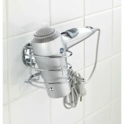 WENKO Turbo-Loc® Haartrocknerhalter, Aus Verchromtem Stahl, 14 X 7,5 X 11,5 Cm | Föhnhalterung Fürs Badezimmer, Mit Kabelhalter, Befestigung Ohne Bohren | Inkl. 2er Set Reinigungsschwämme Gratis -Günstiges Wenko Geschäft unnamed file 23740